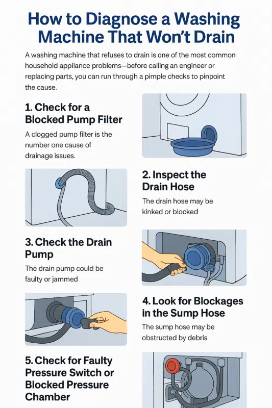 Washing Machine Wont Drain - appliance spare parts, washing machine parts and cooker spare parts Washing Machine Won’t Drain